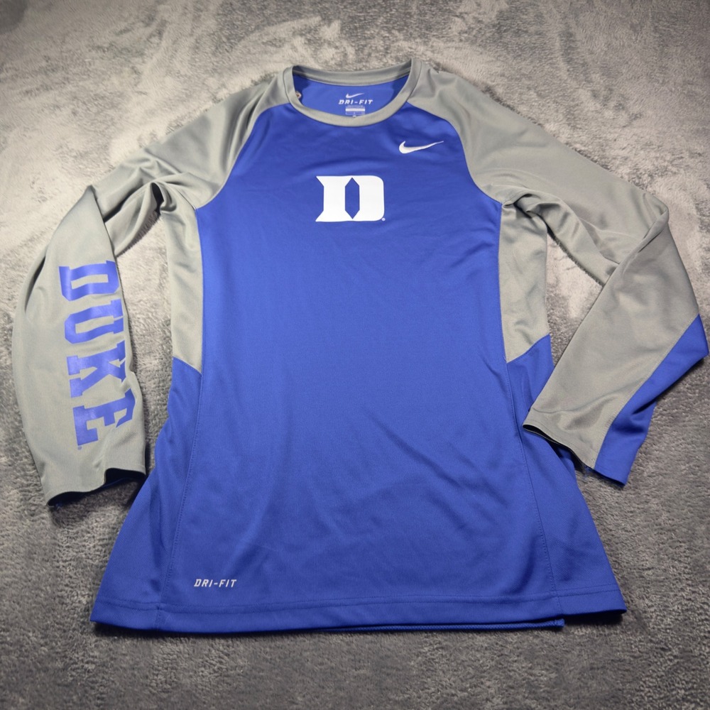 Nike Duke Blue Devils Dri-FIT Elite Long Sleeve Shirt Mens Small Blue Grey